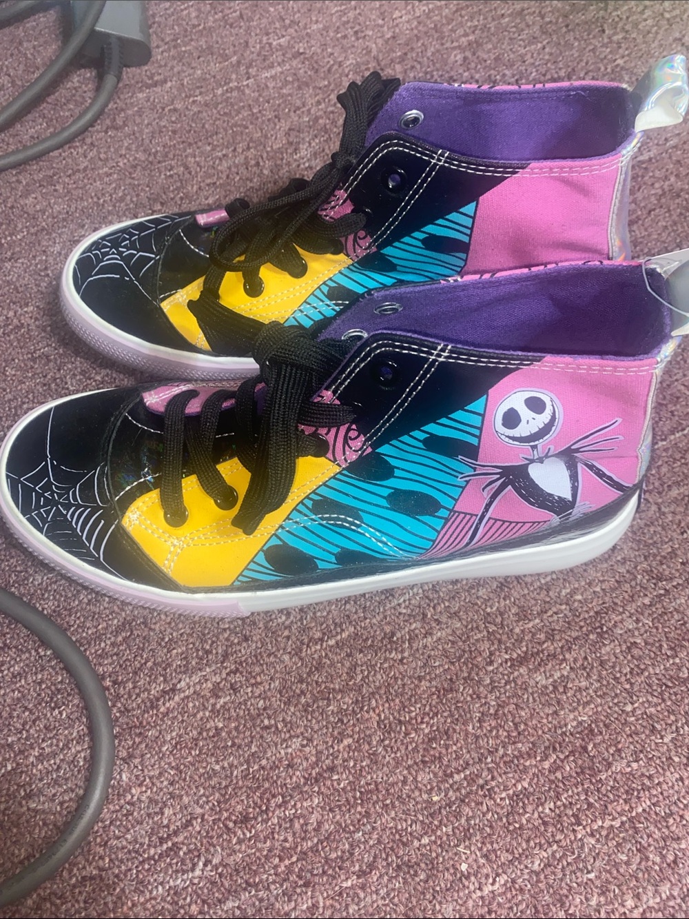 Jack Skellington High-Top Sneakers in Pink, Purple, Yellow, Blue